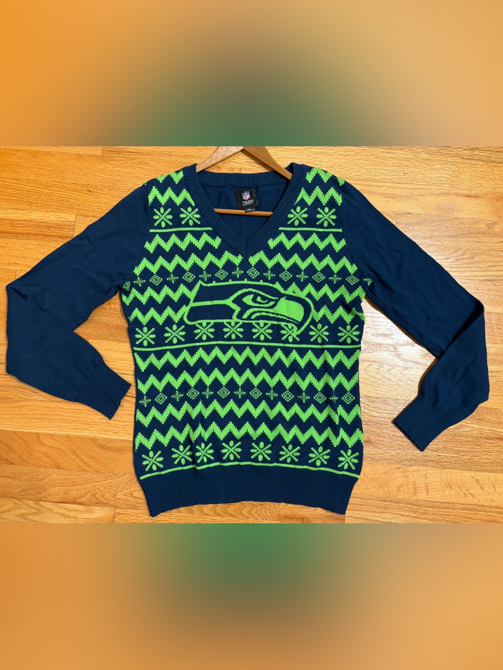 NFL Seattle Seahawks Women's V-Neck Sweater Medium Blue Green